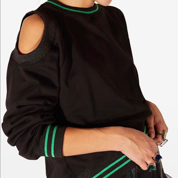 Cynthia Rowley cold shoulder sweatshirt 🖤💚🖤💚 - Picture 2 of 8